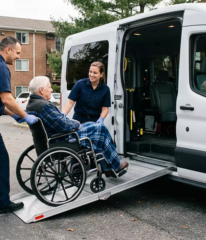 Доставка больных до дома и транспорта